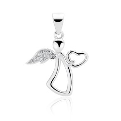 Pandantiv argint ingeras cu inima si pietre DiAmanti Z1601C-DIA (Argint 925‰ 1,3 g.)